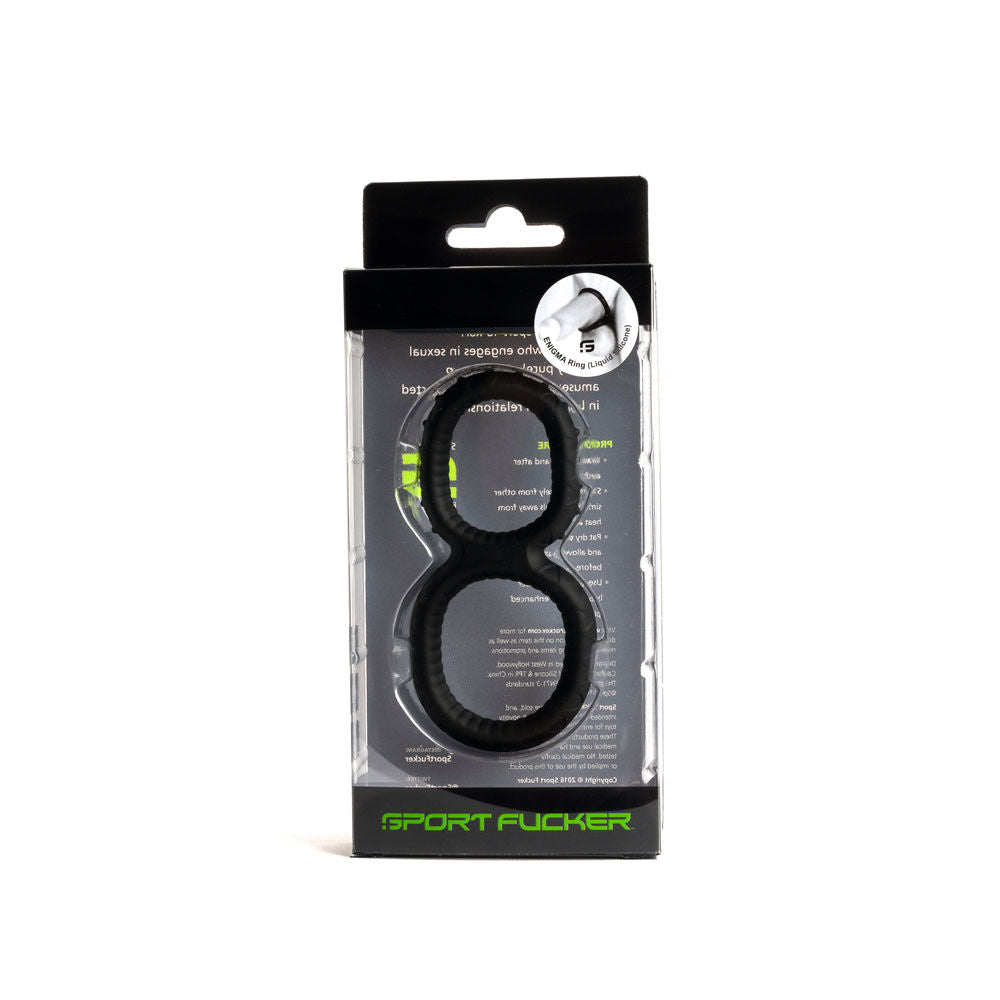 Sport fucker enigma cock ring black -  box front view | Flirtybay Adult Shop Australia Lingerie Shop